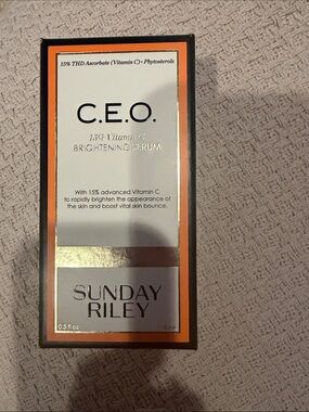 Sunday Riley C.E.O. Brightening Serum Box - White, Orange & Gold Accents